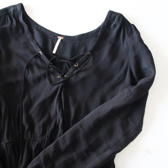 Free People Black Coverup with tassels Size Small Petite ( S / P ) - Picture 1 of 8